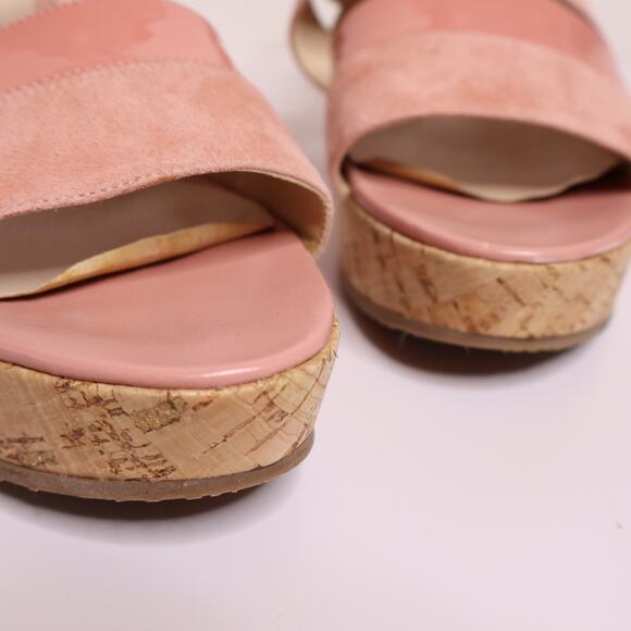 JENNIFER TATTANELLI NEW Suede Patent Platform Cork Wedge Sandal Pink Women's 41 - Picture 3 of 8